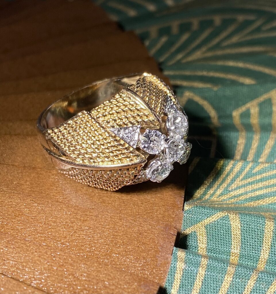 Bague Dôme En Résine Crème Vintage - Taille 48 - Anneau Simple Occasion